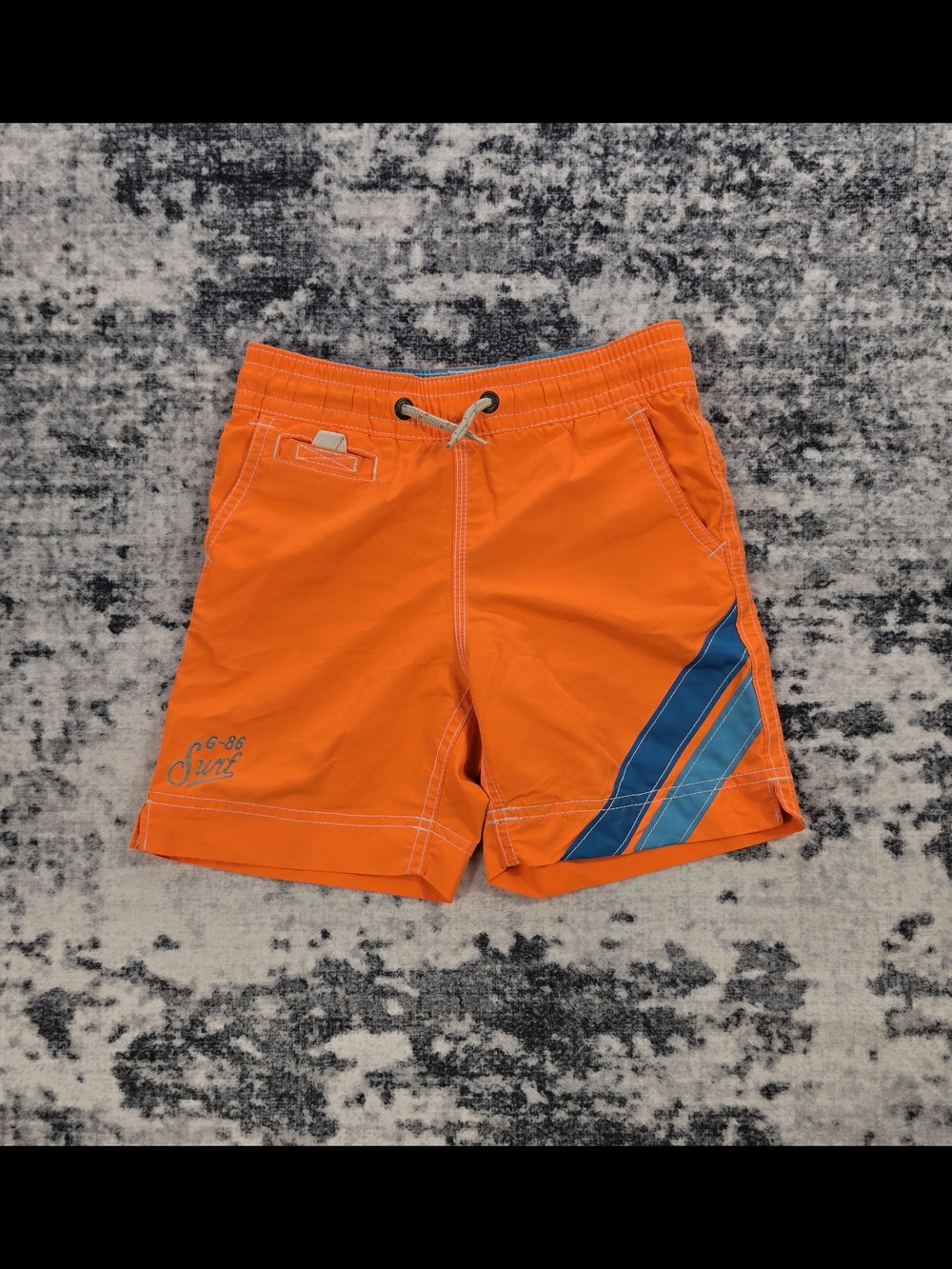 GapKids Boys Orange Swim Trunks Board Shorts Mesh Lined Blue Accent XS 4-5